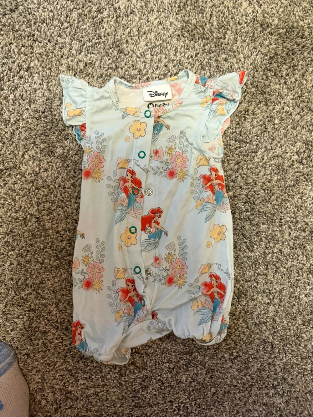 Disney Light Blue Ariel Floral Infant Romper
